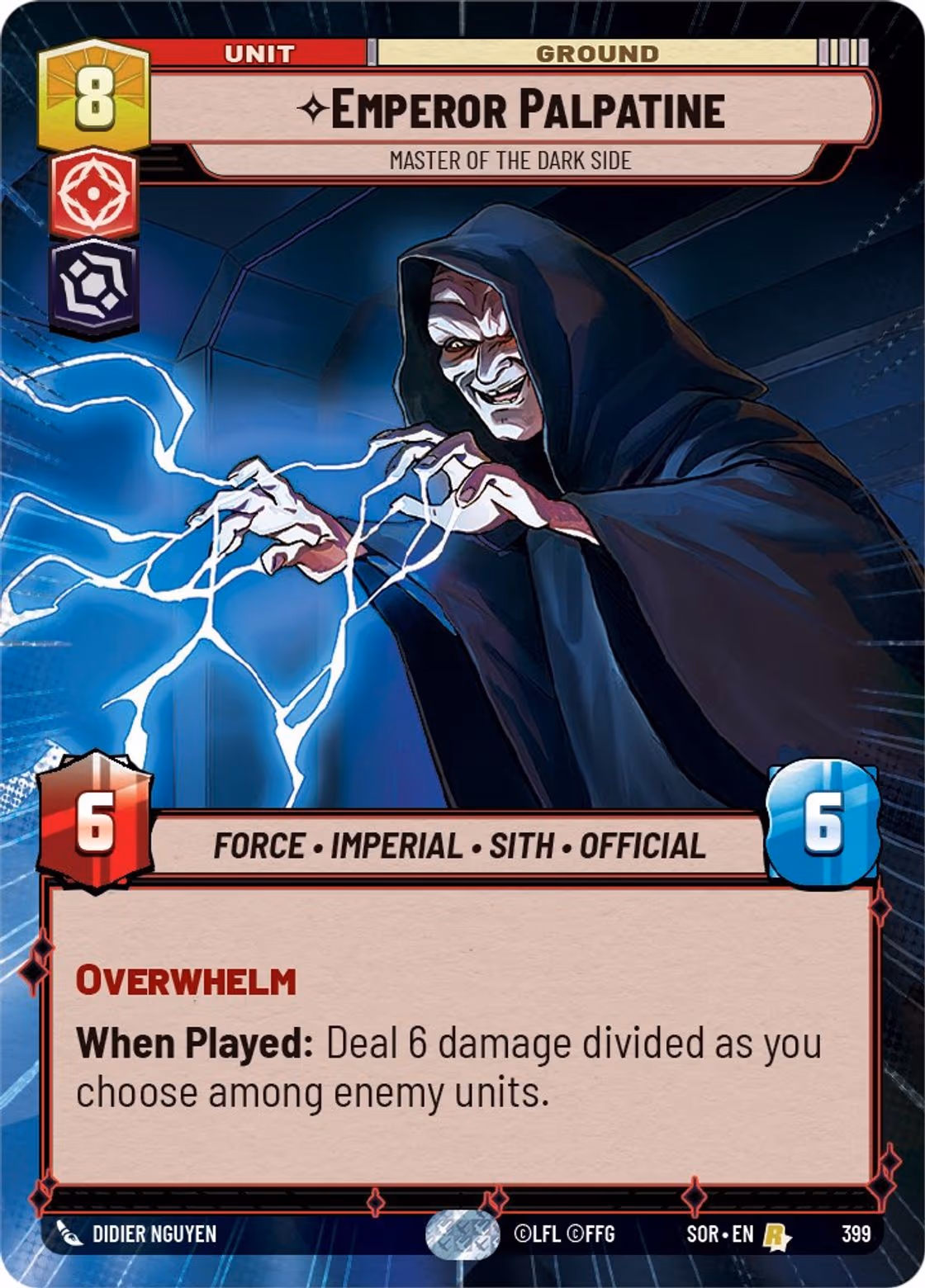 Emperor Palpatine - Master of the Dark Side SOR-399 Hyperspace Star Wars Unlimited card