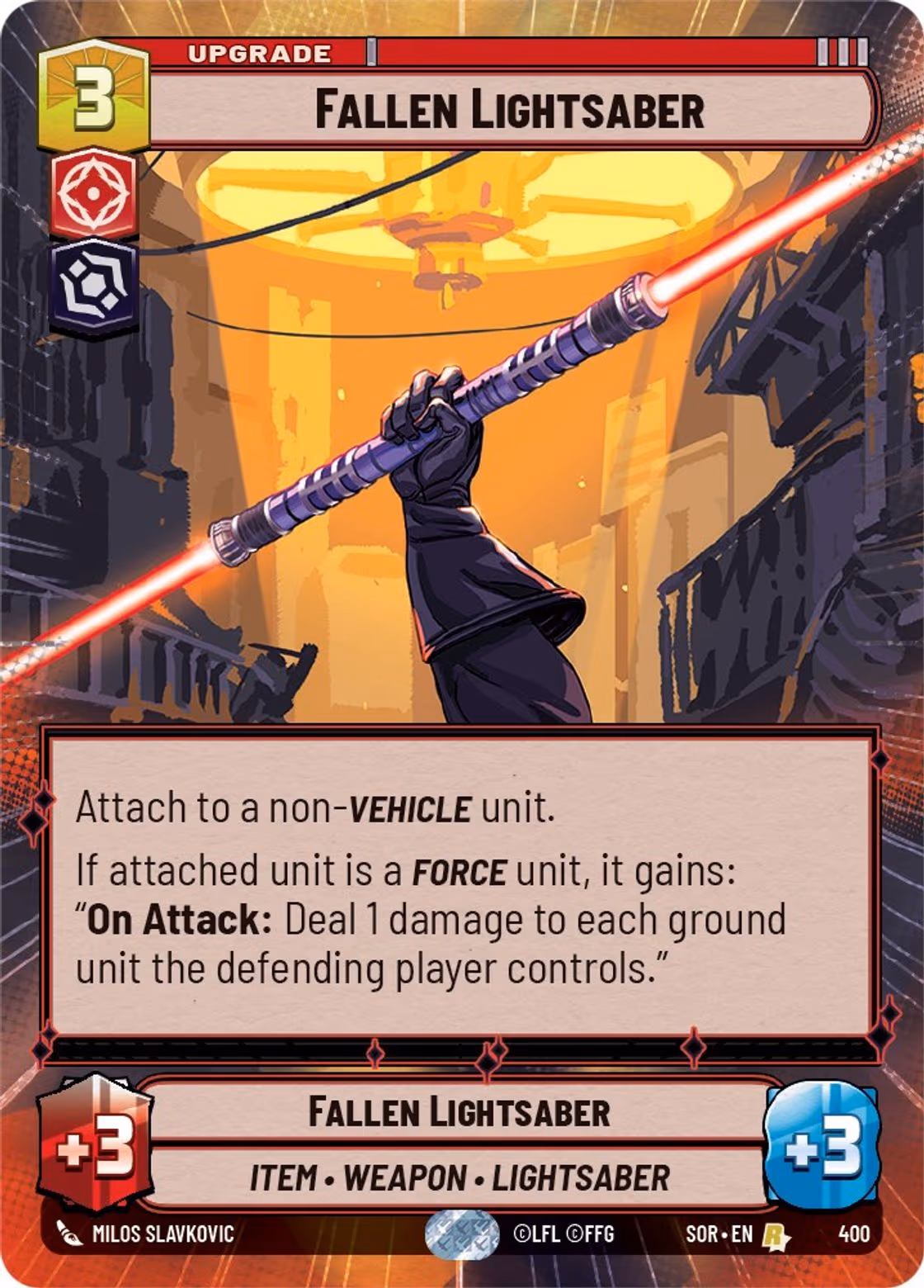 Fallen Lightsaber SOR-400 Hyperspace Star Wars Unlimited card