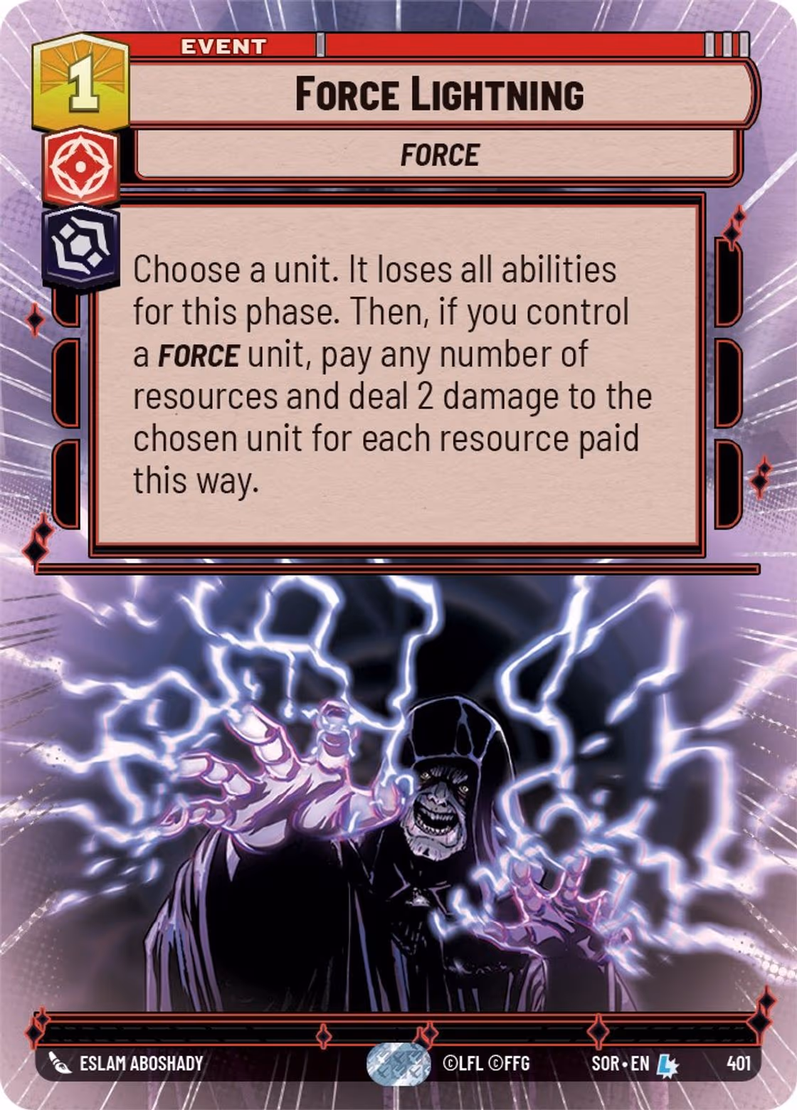 Force Lightning SOR-401 Hyperspace Star Wars Unlimited card