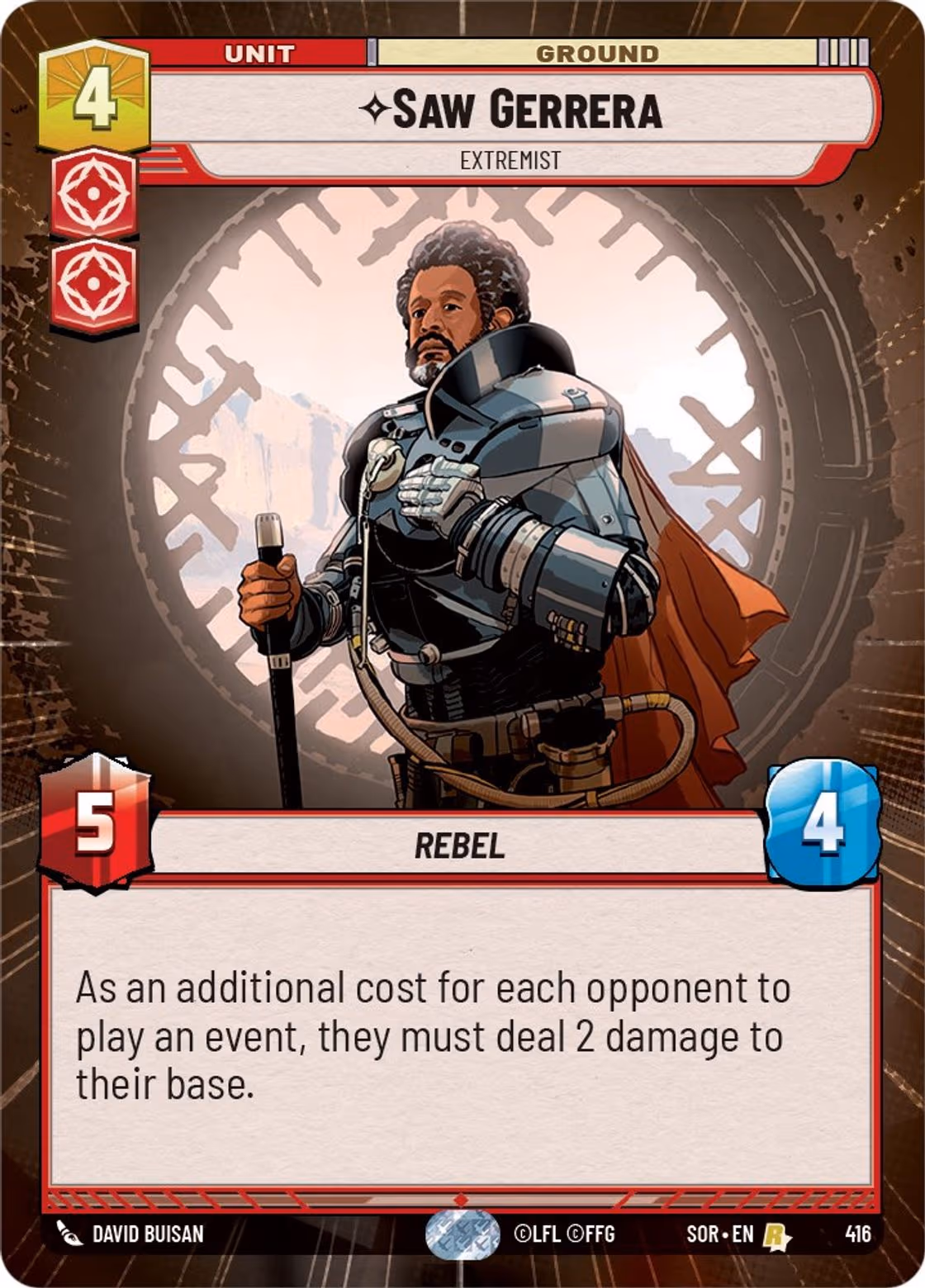 Saw Gerrera - Extremist SOR-416 Hyperspace Star Wars Unlimited card