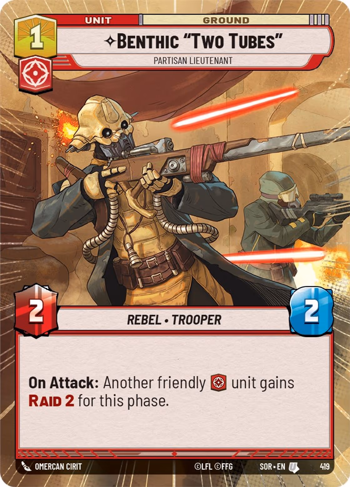 Benthic "Two Tubes" - Partisan Lieutenant SOR-419 Hyperspace Star Wars Unlimited card