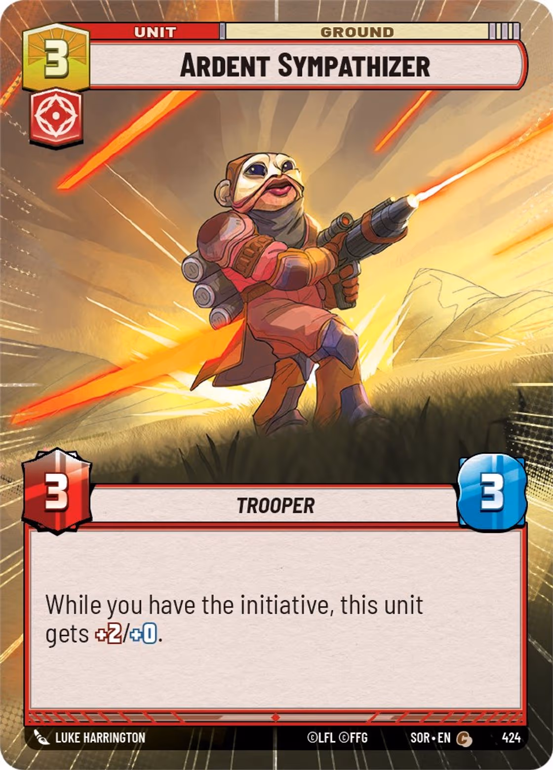 Ardent Sympathizer SOR-424 Hyperspace Star Wars Unlimited card