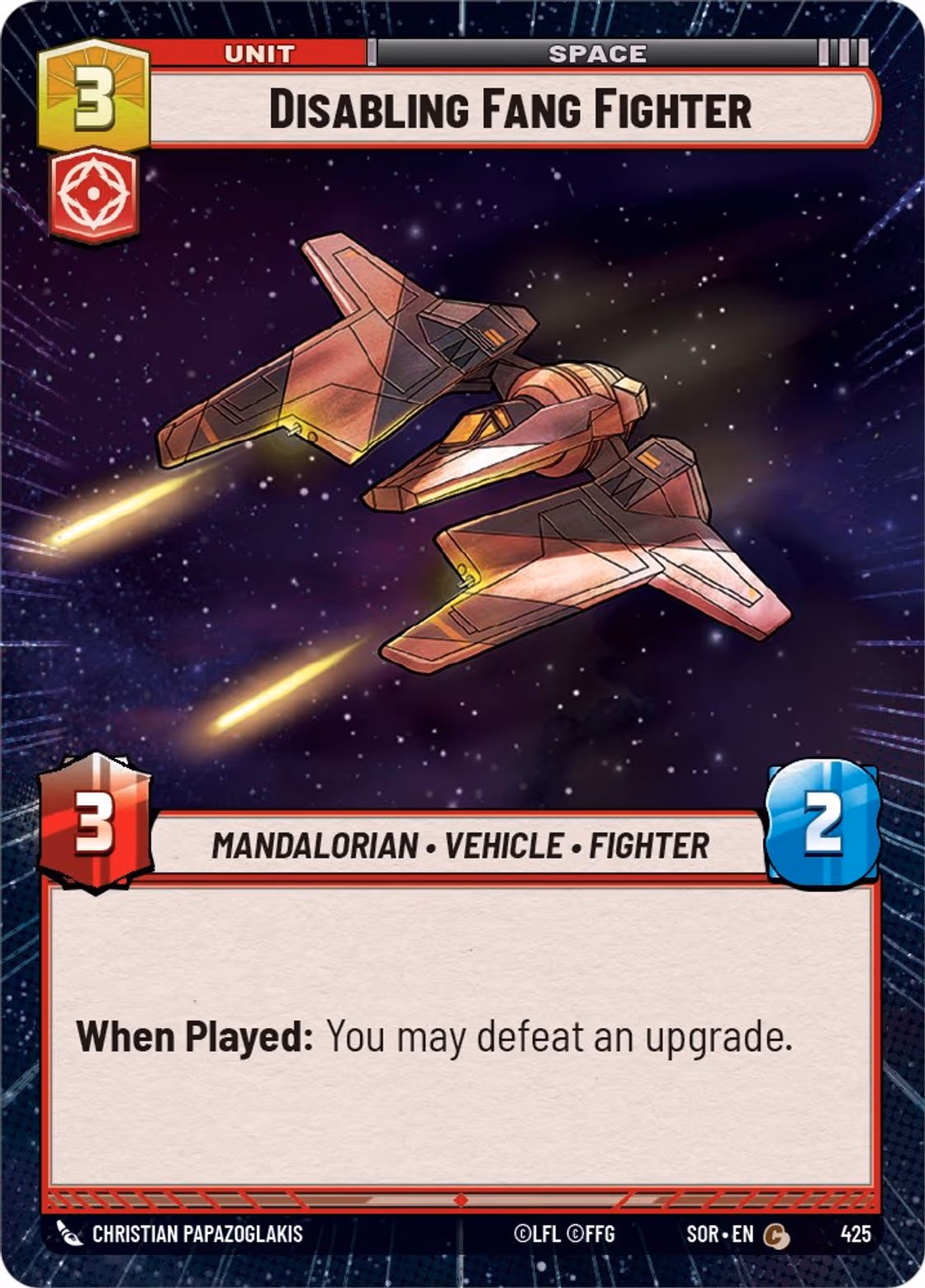 Disabling Fang Fighter SOR-425 Hyperspace Star Wars Unlimited card