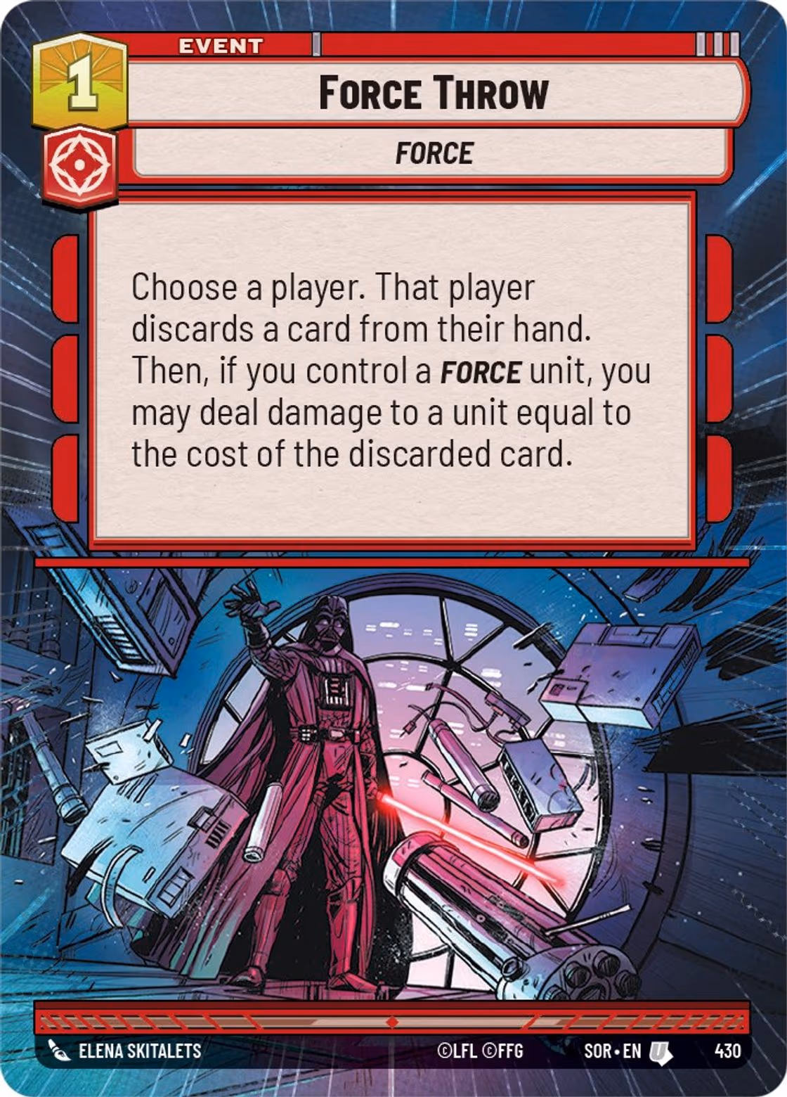 Force Throw SOR-430 Hyperspace Star Wars Unlimited card