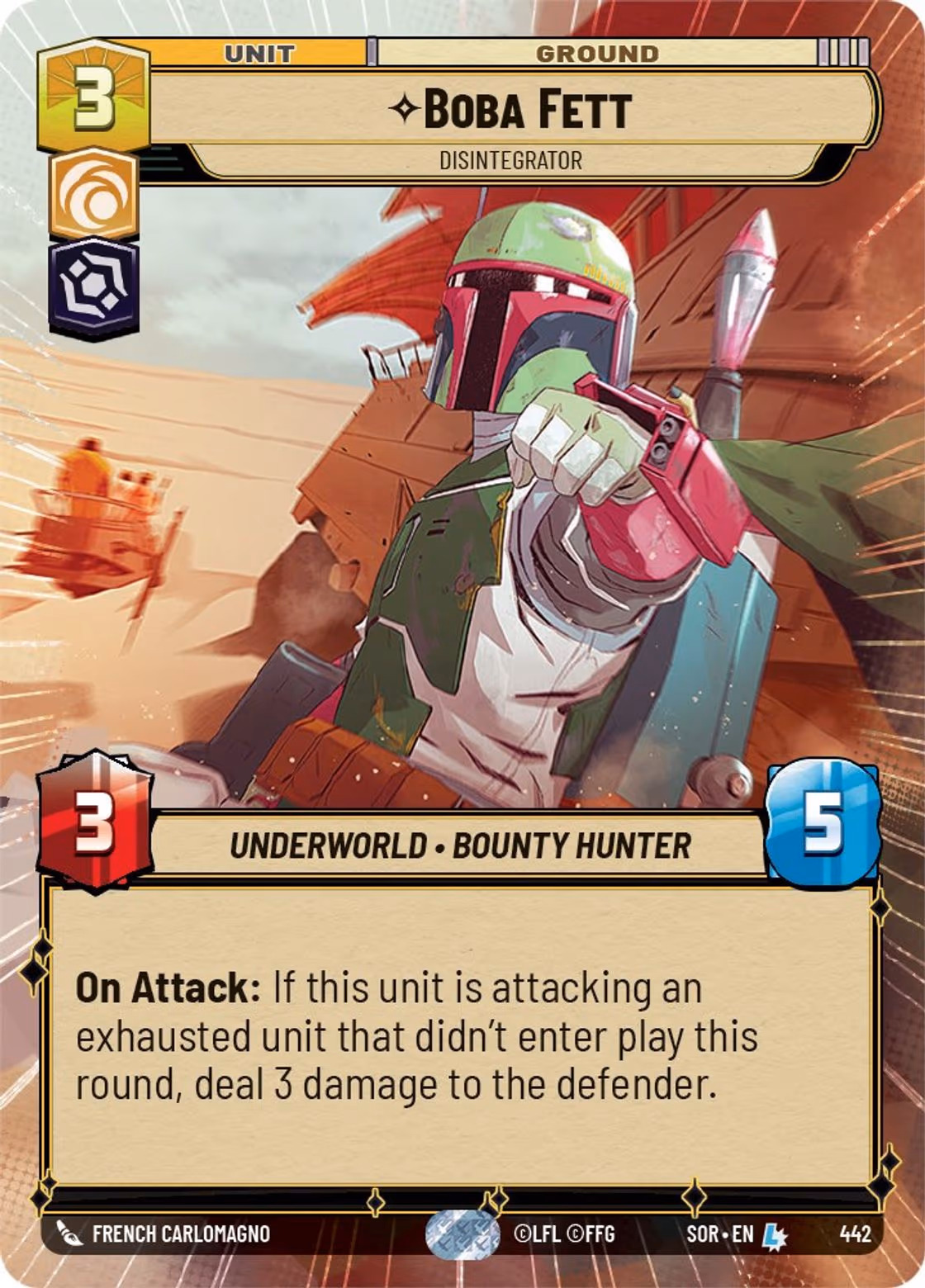 Boba Fett - Disintegrator SOR-442 Hyperspace Star Wars Unlimited card