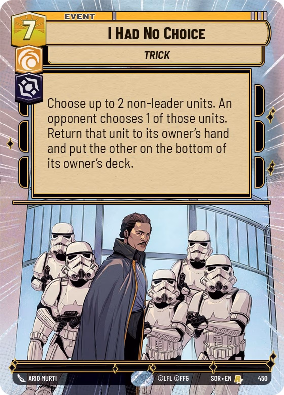 I Had No Choice SOR-450 Hyperspace Star Wars Unlimited card