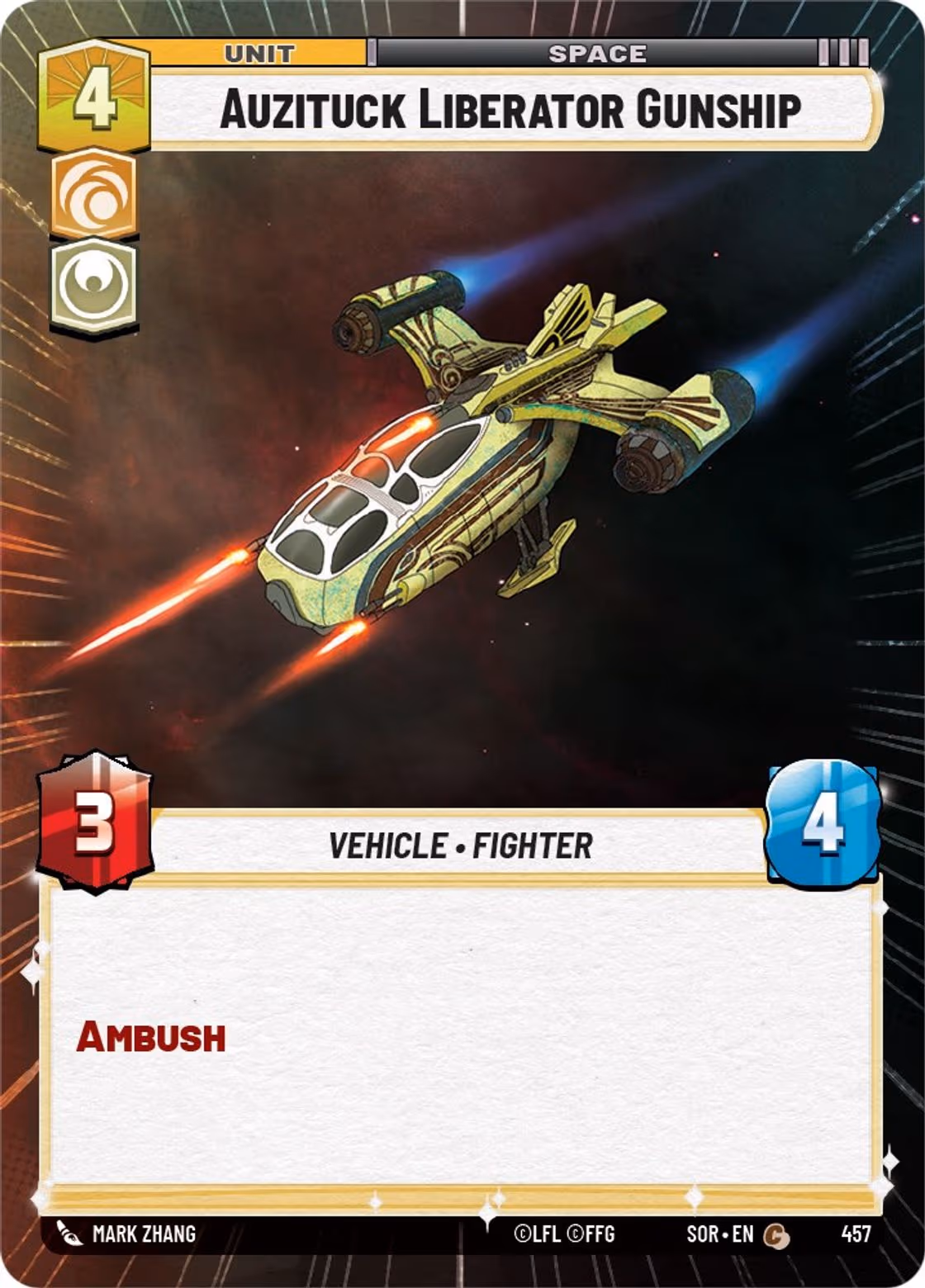 Auzituck Liberator Gunship SOR-457 Hyperspace Star Wars Unlimited card