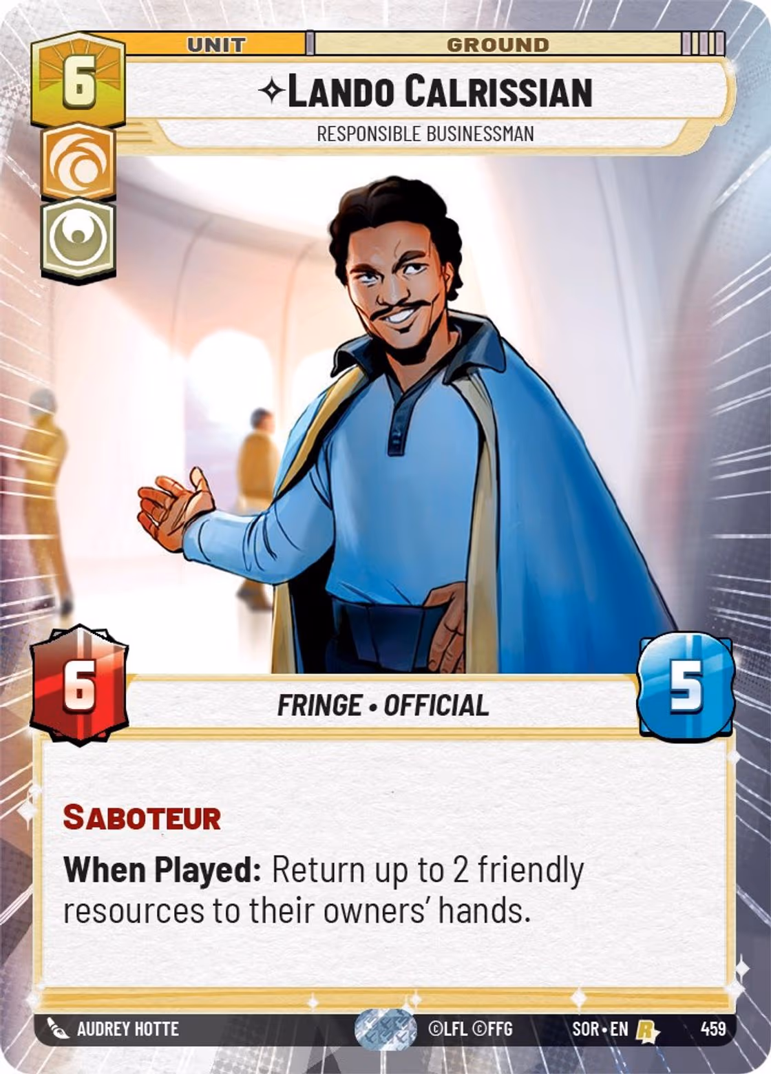 Lando Calrissian - Responsible Businessman SOR-459 Hyperspace Star Wars Unlimited card