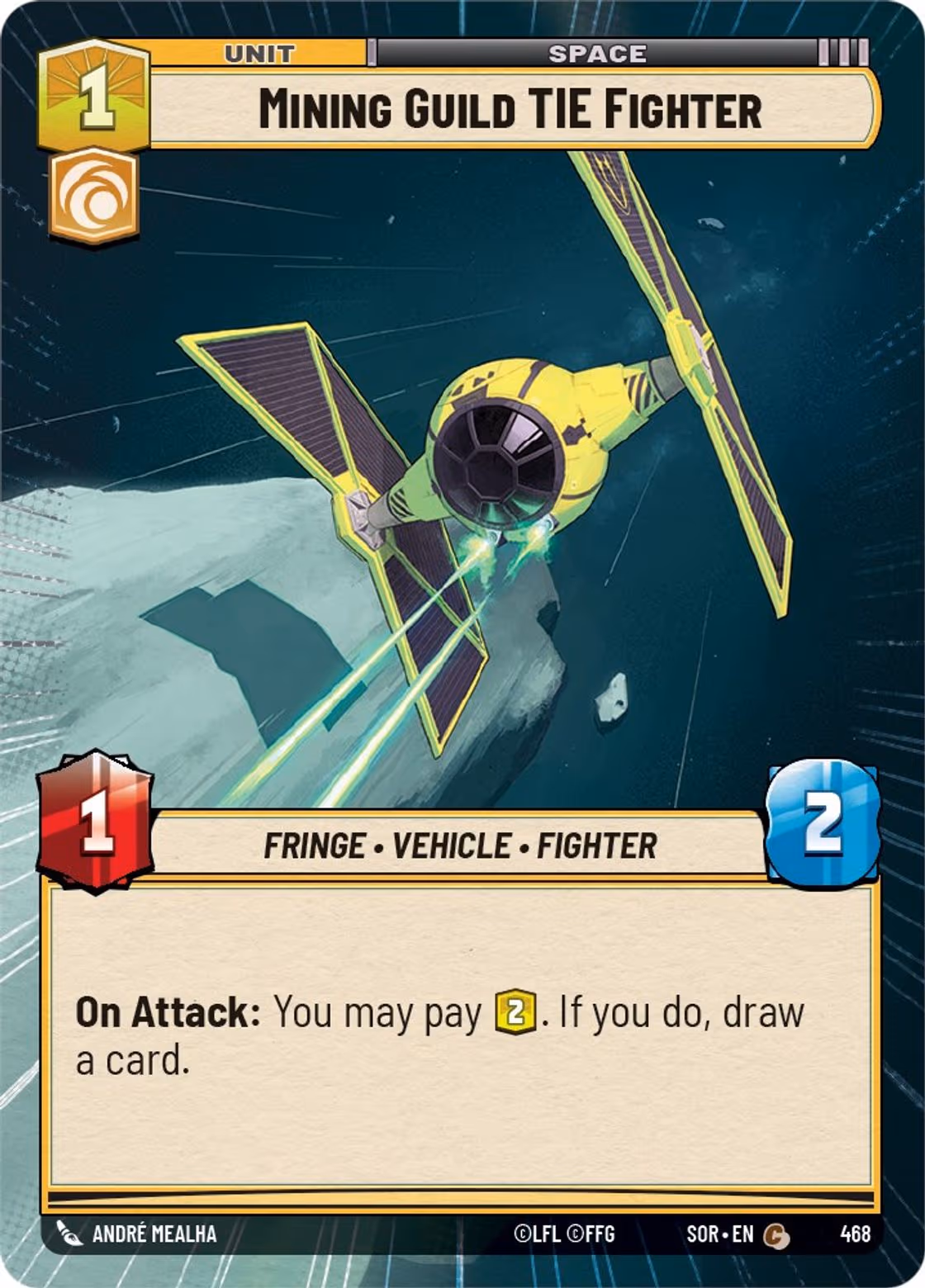 Mining Guild TIE Fighter SOR-468 Hyperspace Star Wars Unlimited card