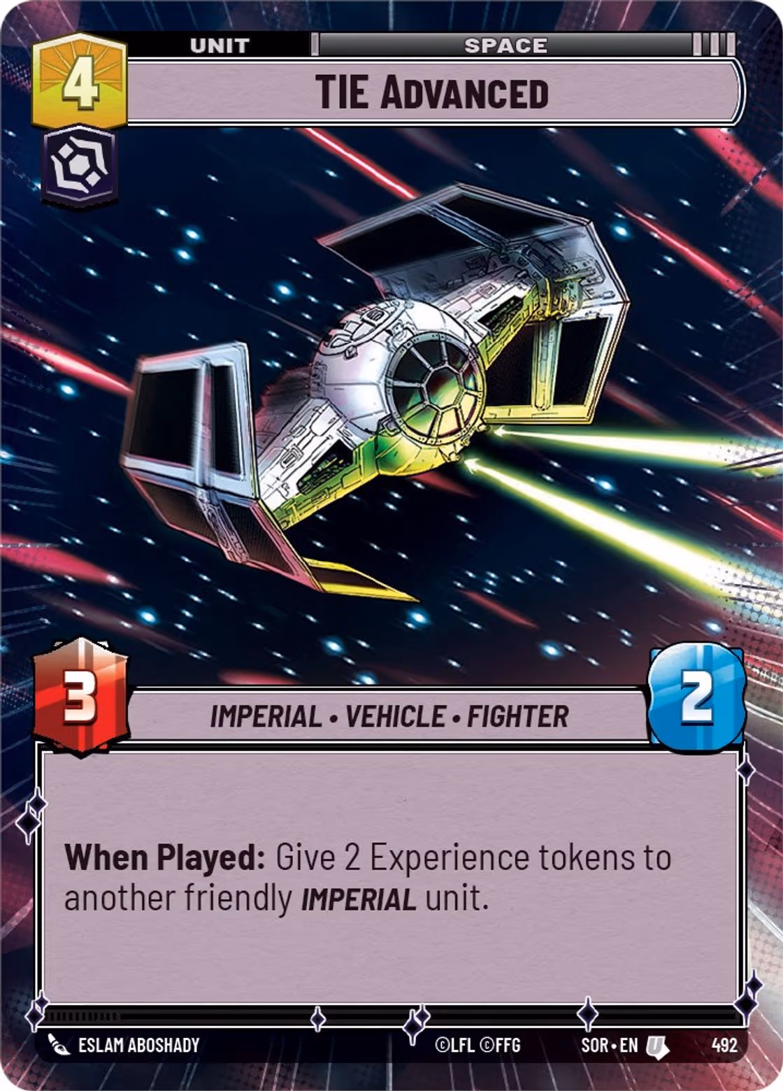 TIE Advanced SOR-492 Hyperspace Star Wars Unlimited card