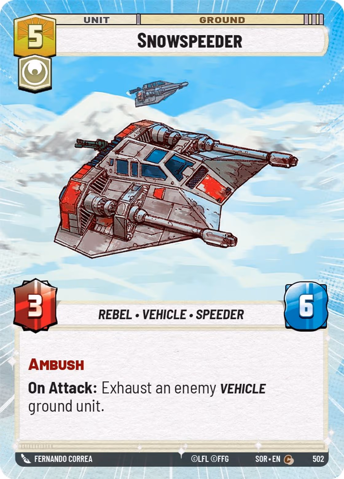 Snowspeeder SOR-502 Hyperspace Star Wars Unlimited card