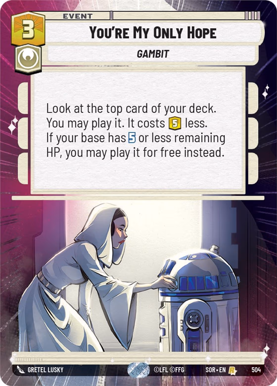 You're My Only Hope SOR-504 Hyperspace Star Wars Unlimited card