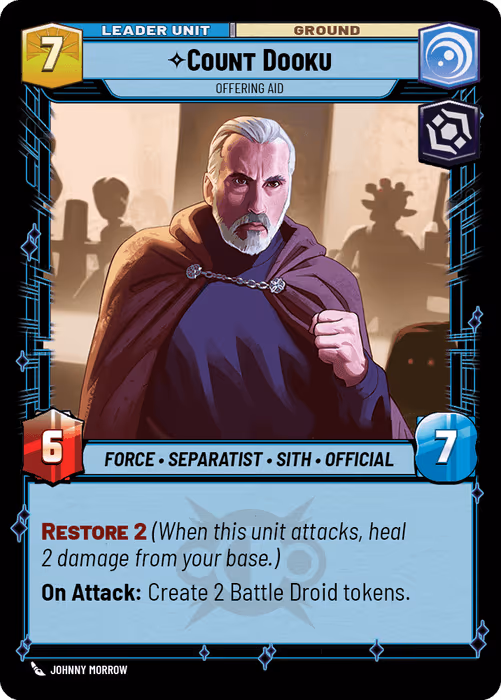 Count Dooku - Offering Aid TS26-1 Star Wars Unlimited card (back face)