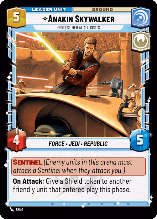 Anakin Skywalker - Protect Her At All Costs TS26-2 Star Wars Unlimited card (back face)