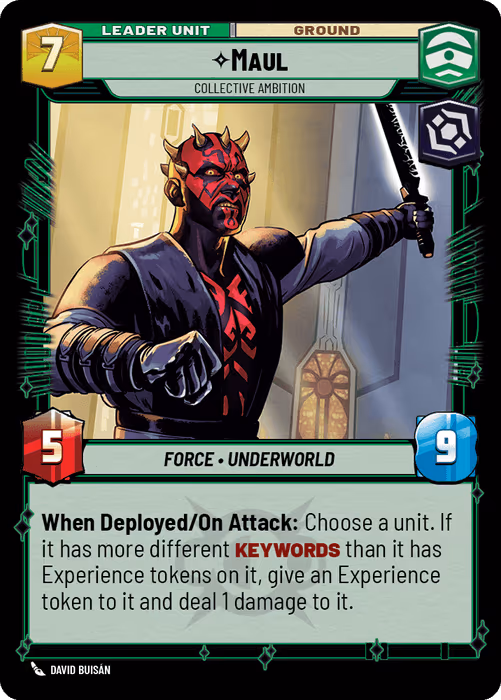 Maul - Collective Ambition TS26-3 Star Wars Unlimited card (back face)