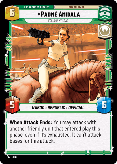 Padmé Amidala - Follow My Lead TS26-4 Star Wars Unlimited card (back face)