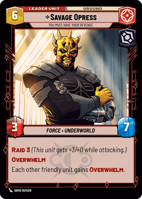 Savage Opress - You Must Have Your Revenge TS26-5 Star Wars Unlimited card (back face)