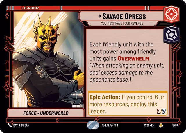 Savage Opress - You Must Have Your Revenge TS26-5 Star Wars Unlimited card