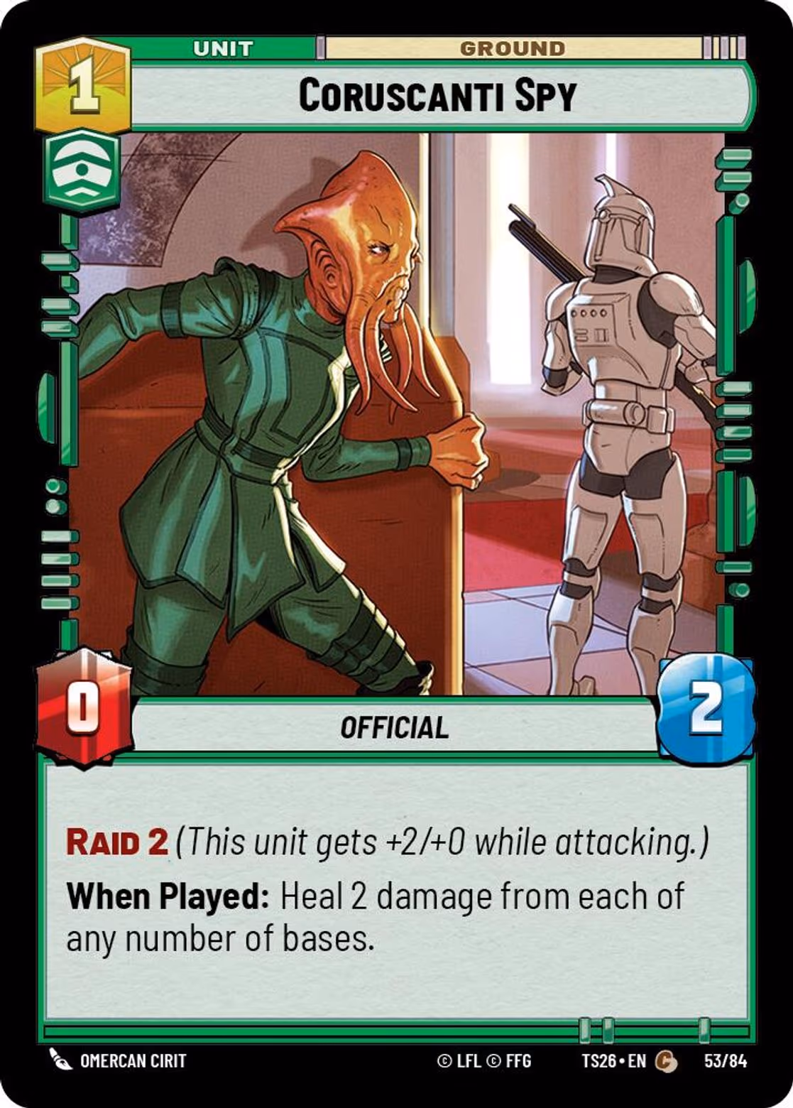 Coruscanti Spy TS26-53 Star Wars Unlimited card