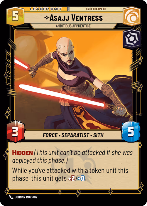 Asajj Ventress - Ambitious Apprentice TS26-7 Star Wars Unlimited card (back face)
