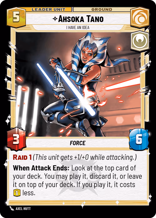 Ahsoka Tano - I Have an Idea TS26-8 Star Wars Unlimited card (back face)