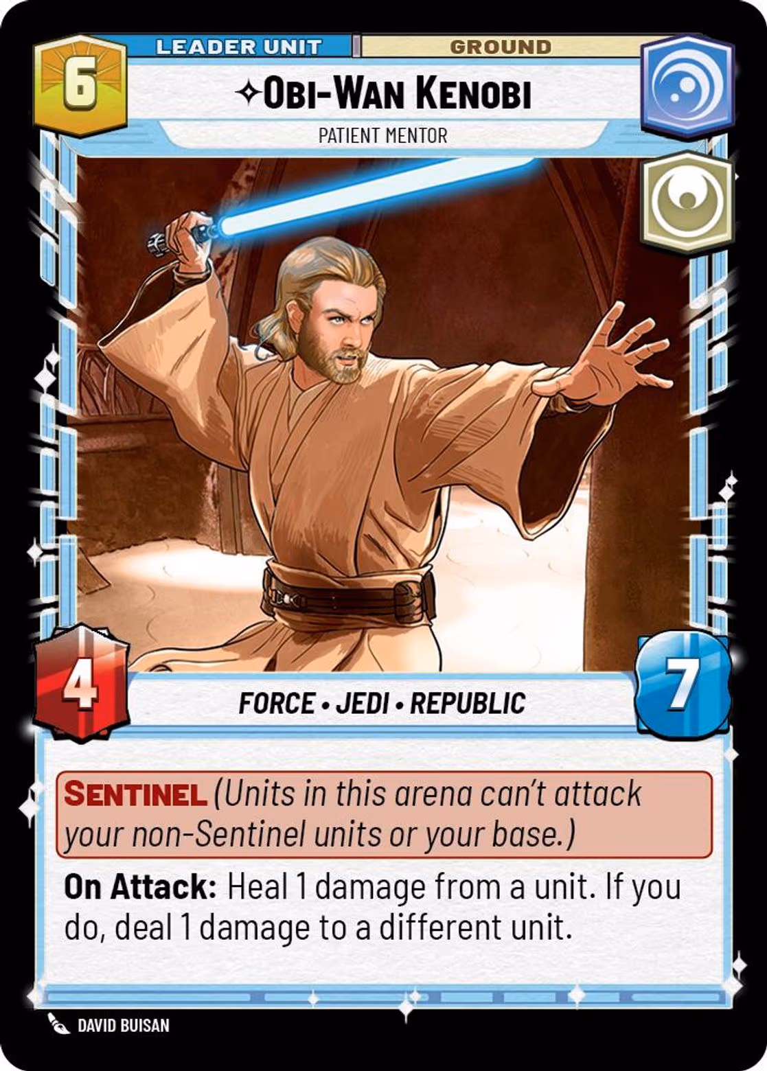 Obi-Wan Kenobi - Patient Mentor TWI-003 Star Wars Unlimited card (back face)