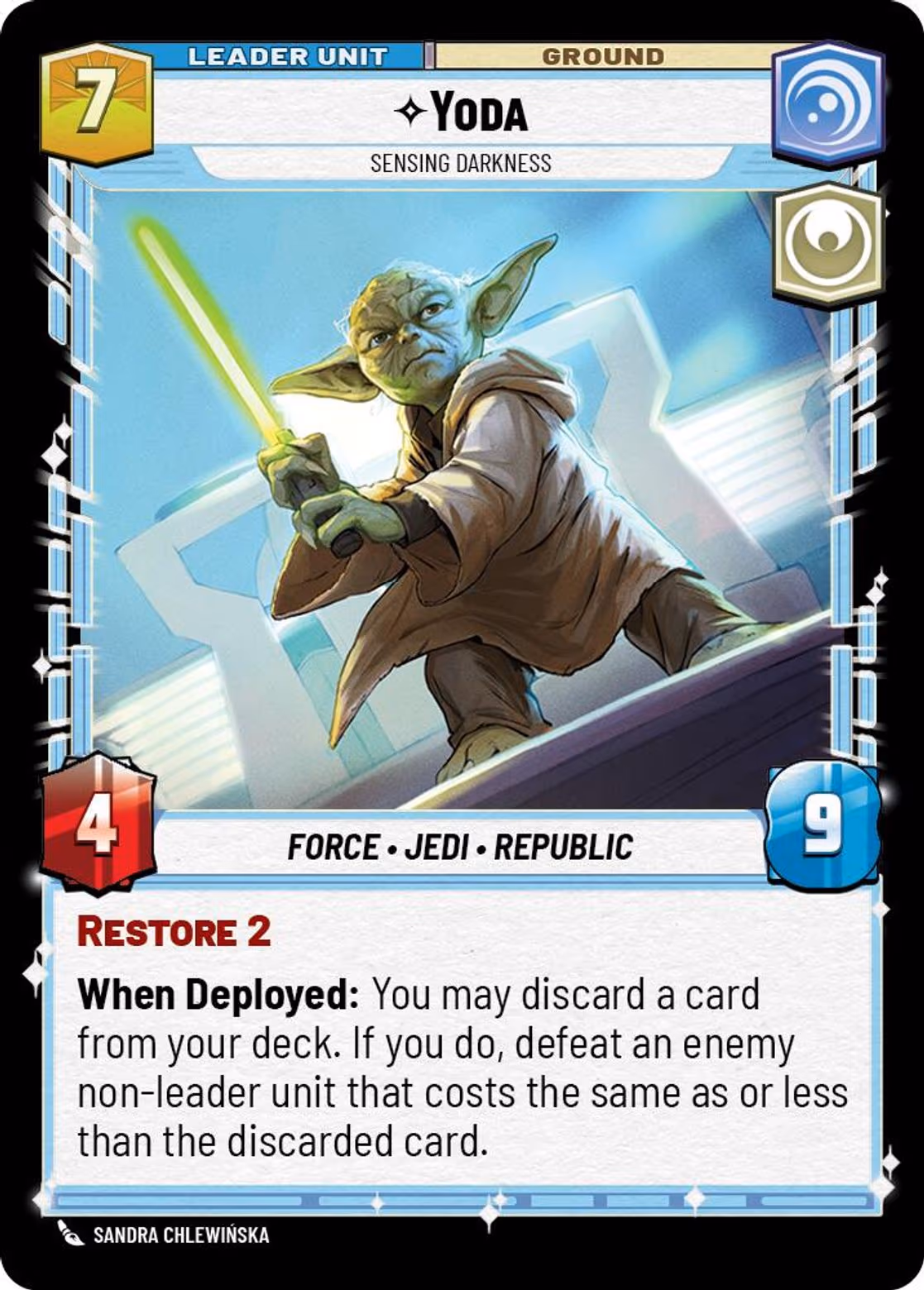 Yoda - Sensing Darkness TWI-004 Star Wars Unlimited card (back face)