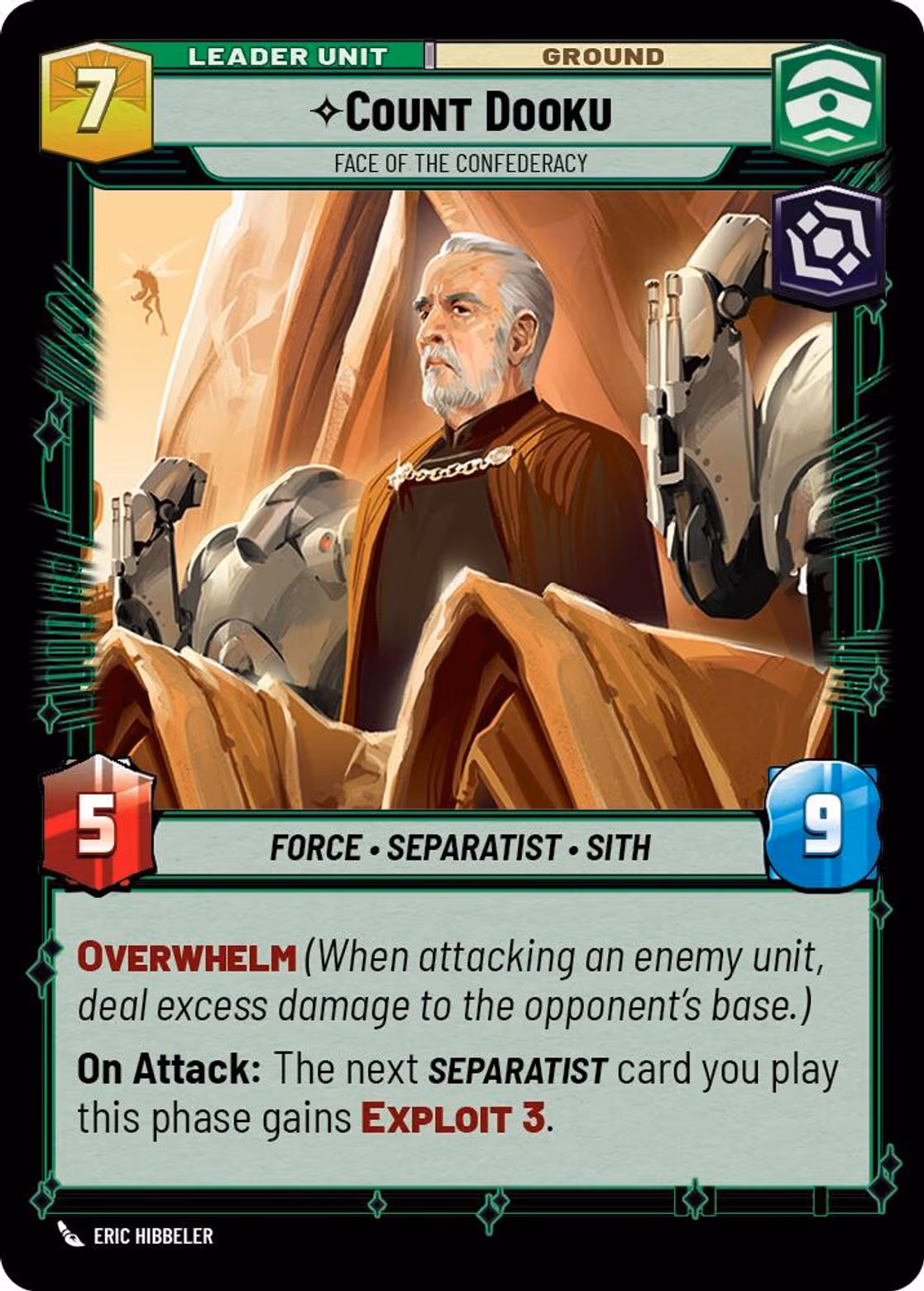 Count Dooku - Face of the Confederacy TWI-005 Star Wars Unlimited card (back face)