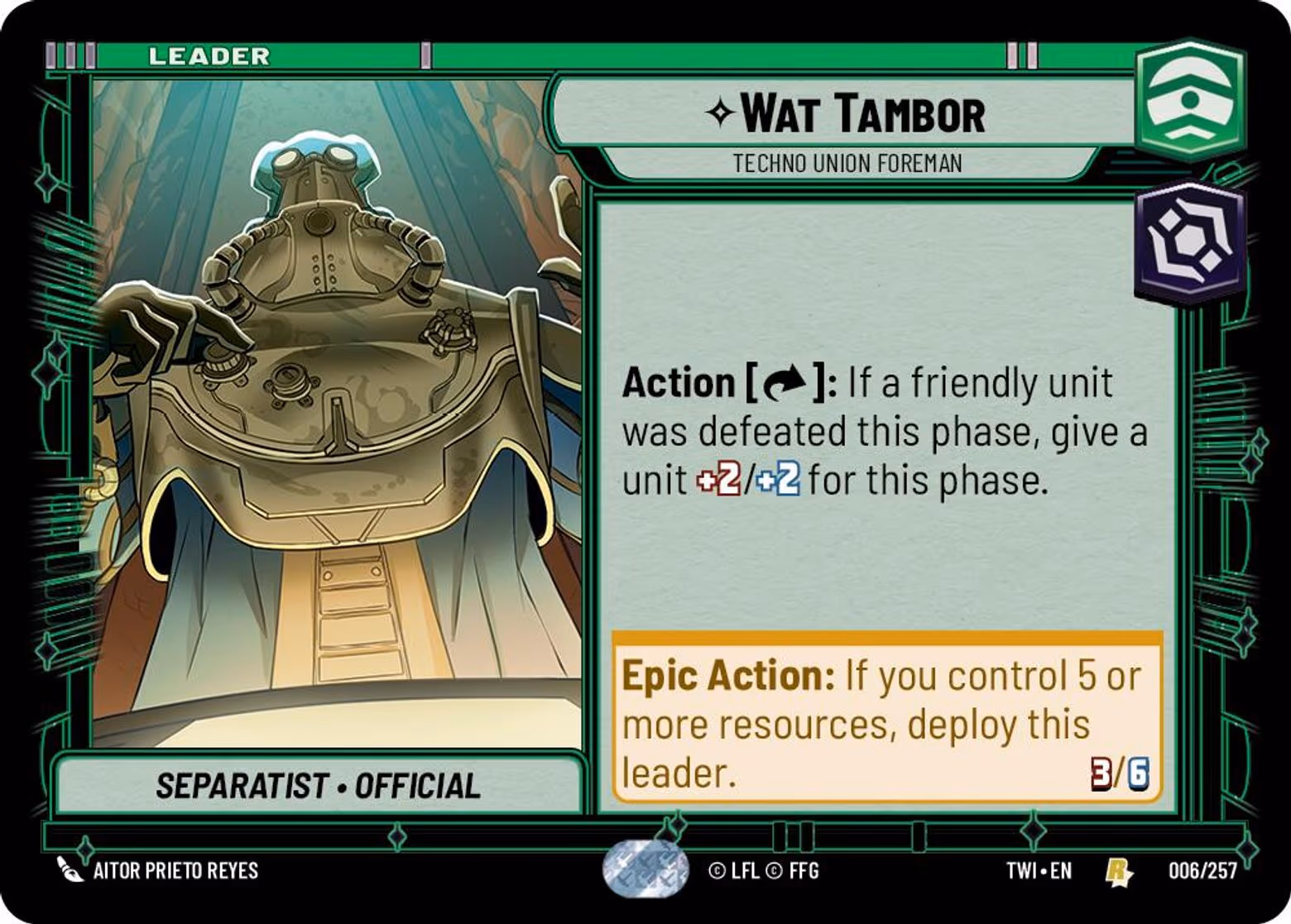 Wat Tambor - Techno Union Foreman TWI-006 Star Wars Unlimited card