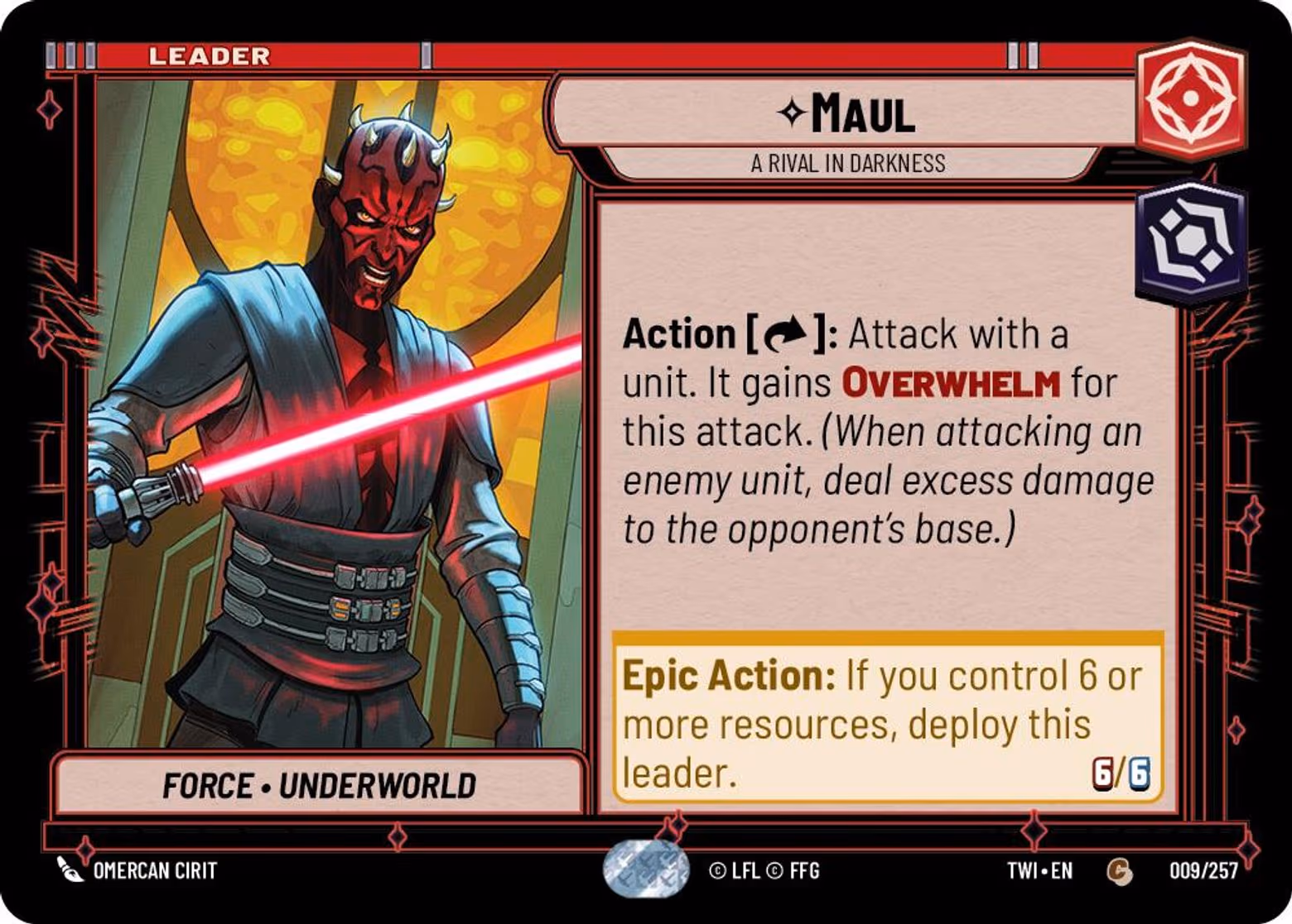 Maul - A Rival in Darkness TWI-009 Star Wars Unlimited card