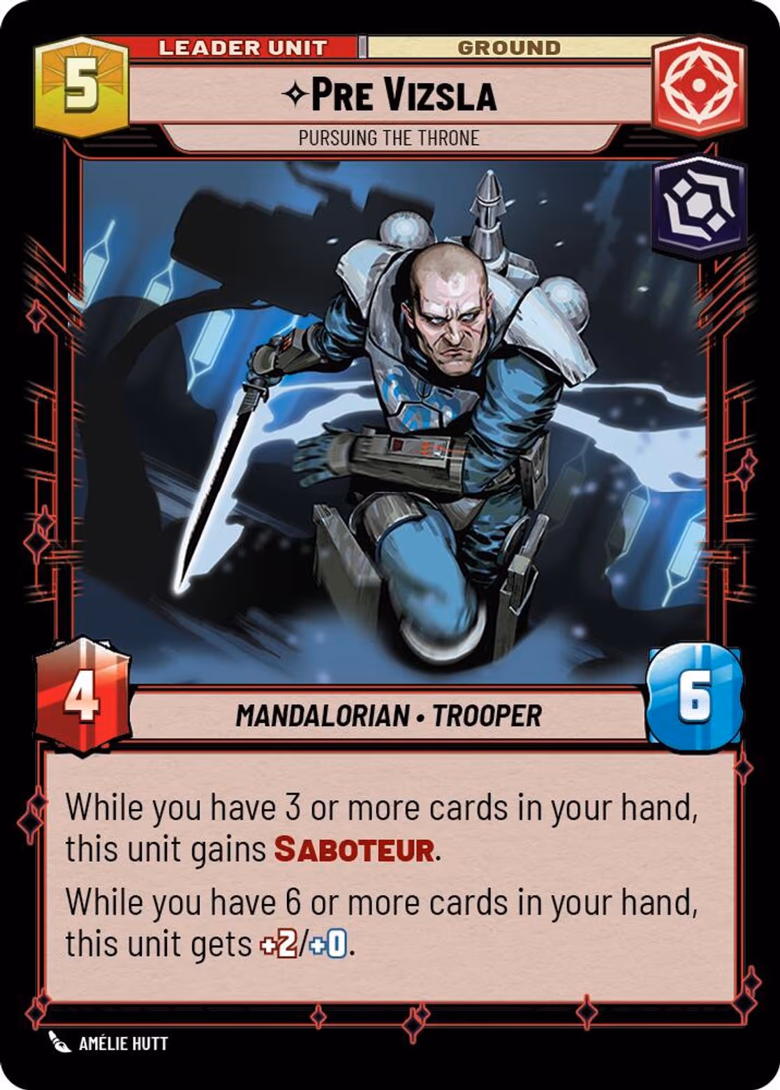Pre Vizsla - Pursuing the Throne TWI-010 Star Wars Unlimited card (back face)
