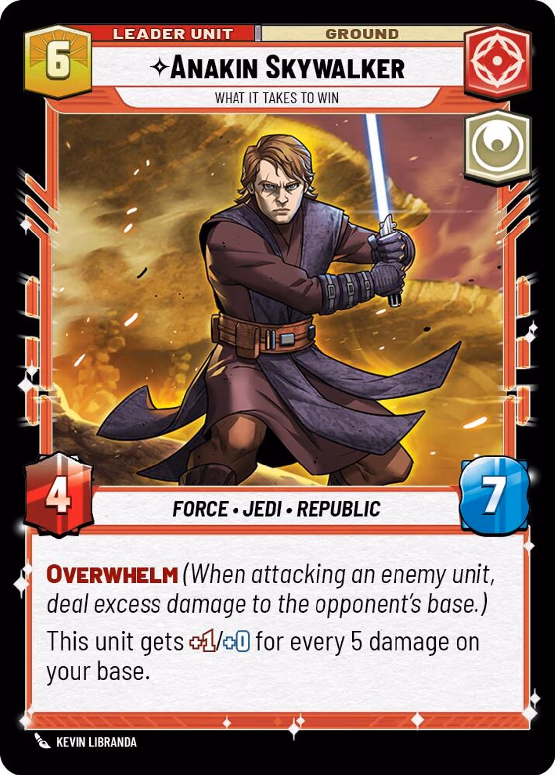 Anakin Skywalker - What it Takes to Win TWI-012 Star Wars Unlimited card (back face)
