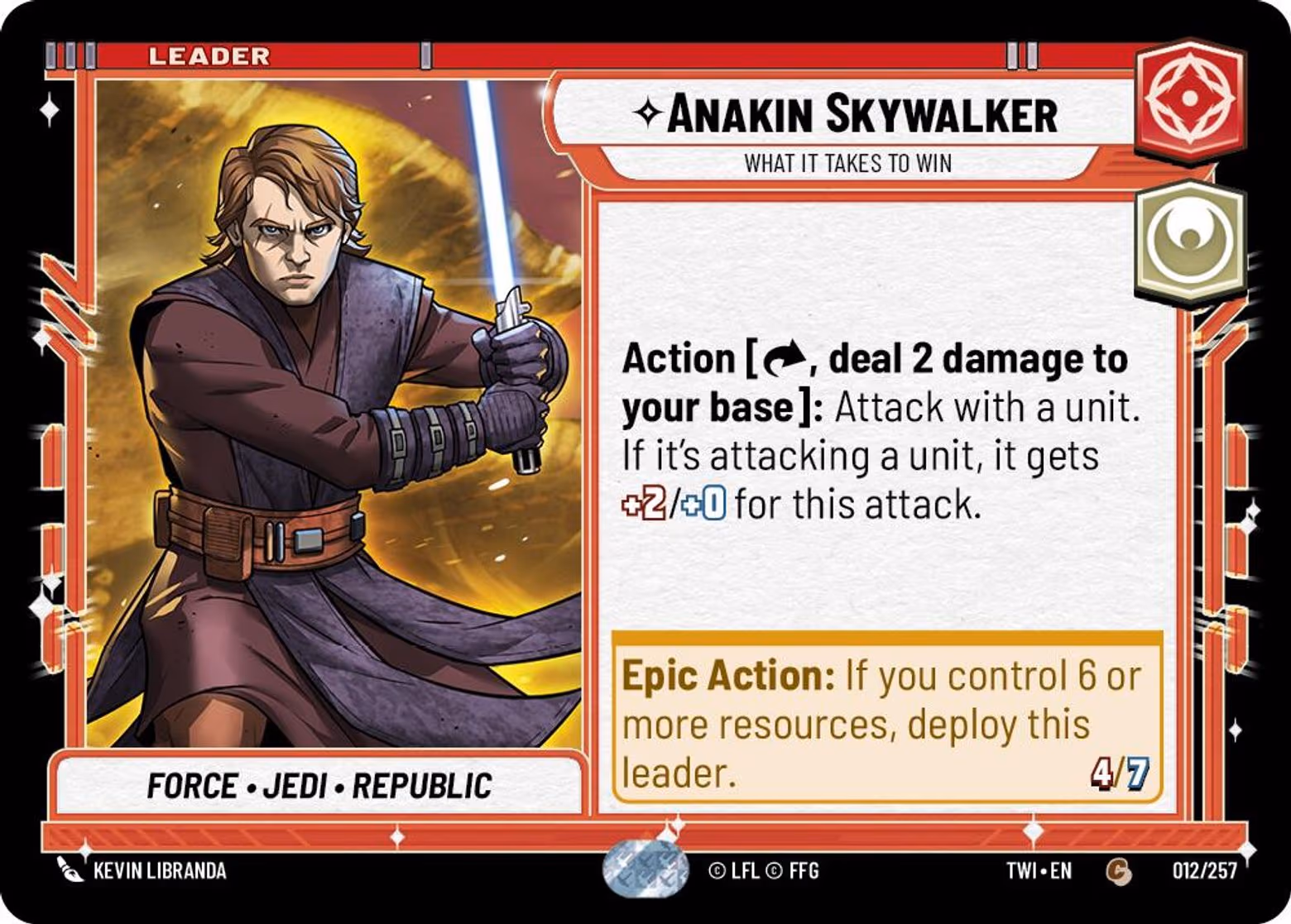 Anakin Skywalker - What it Takes to Win TWI-012 Star Wars Unlimited card