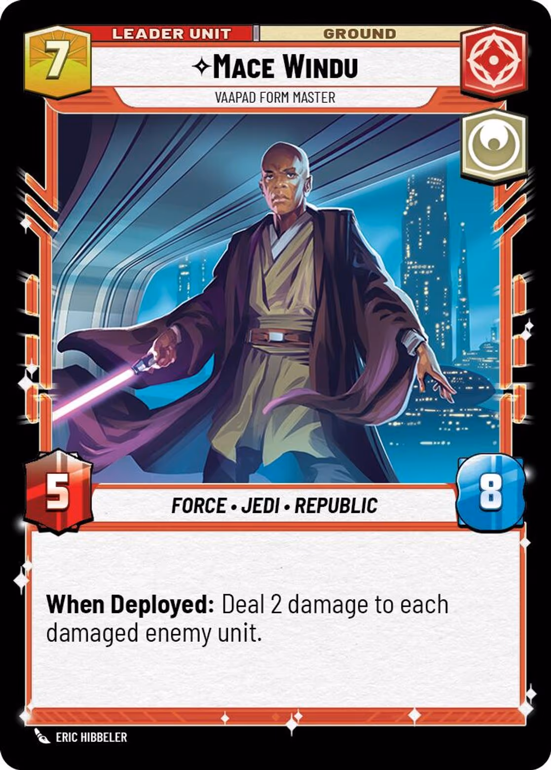 Mace Windu - Vaapad Form Master TWI-013 Star Wars Unlimited card (back face)