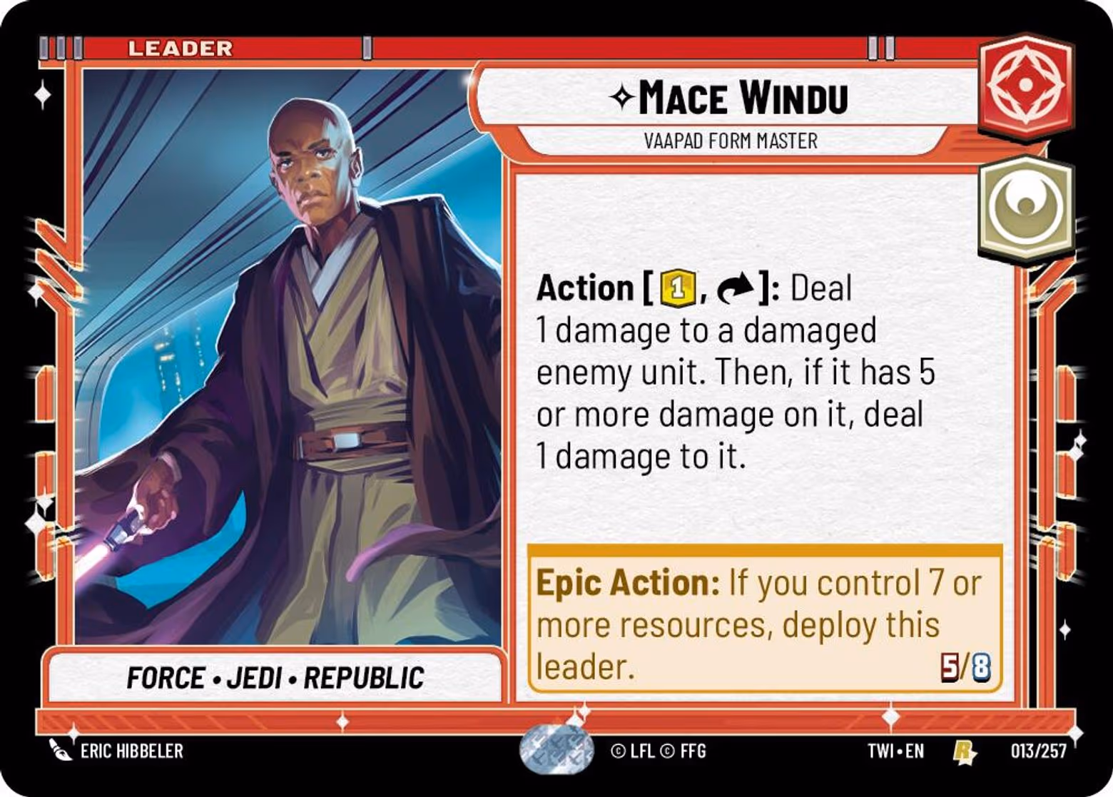 Mace Windu - Vaapad Form Master TWI-013 Star Wars Unlimited card