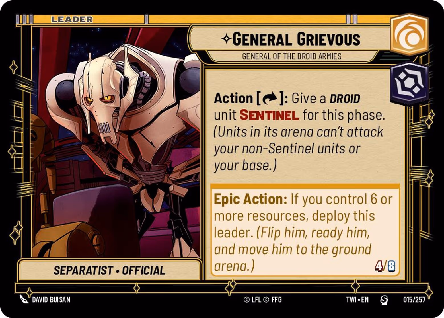 General Grievous - General of the Droid Armies TWI-015 Star Wars Unlimited card