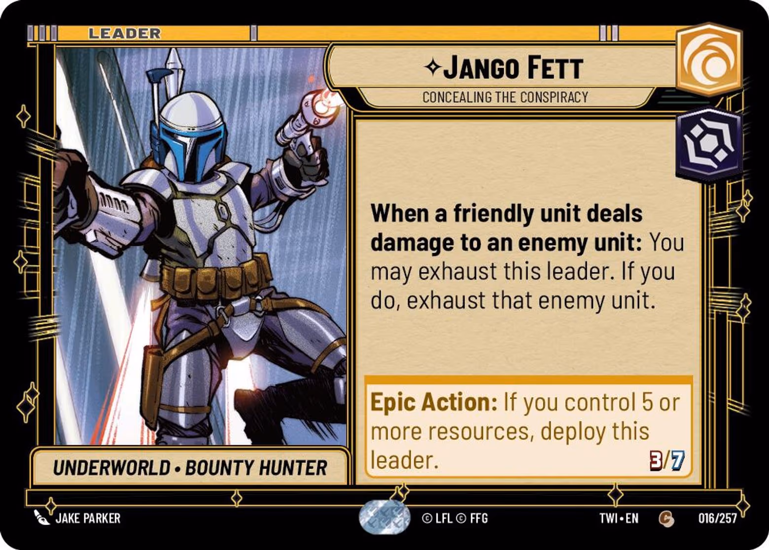 Jango Fett - Concealing the Conspiracy TWI-016 Star Wars Unlimited card