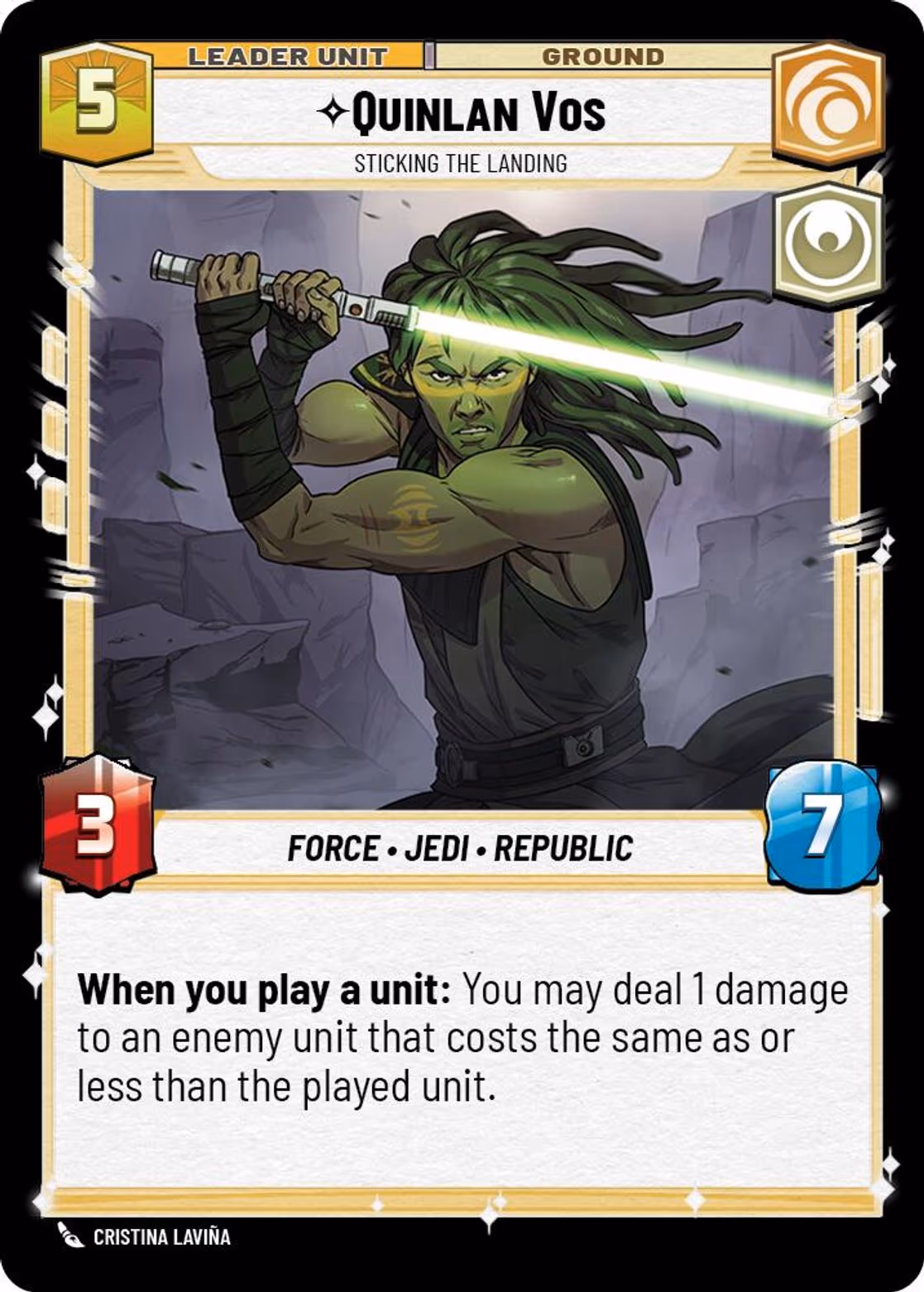 Quinlan Vos - Sticking the Landing TWI-018 Star Wars Unlimited card (back face)