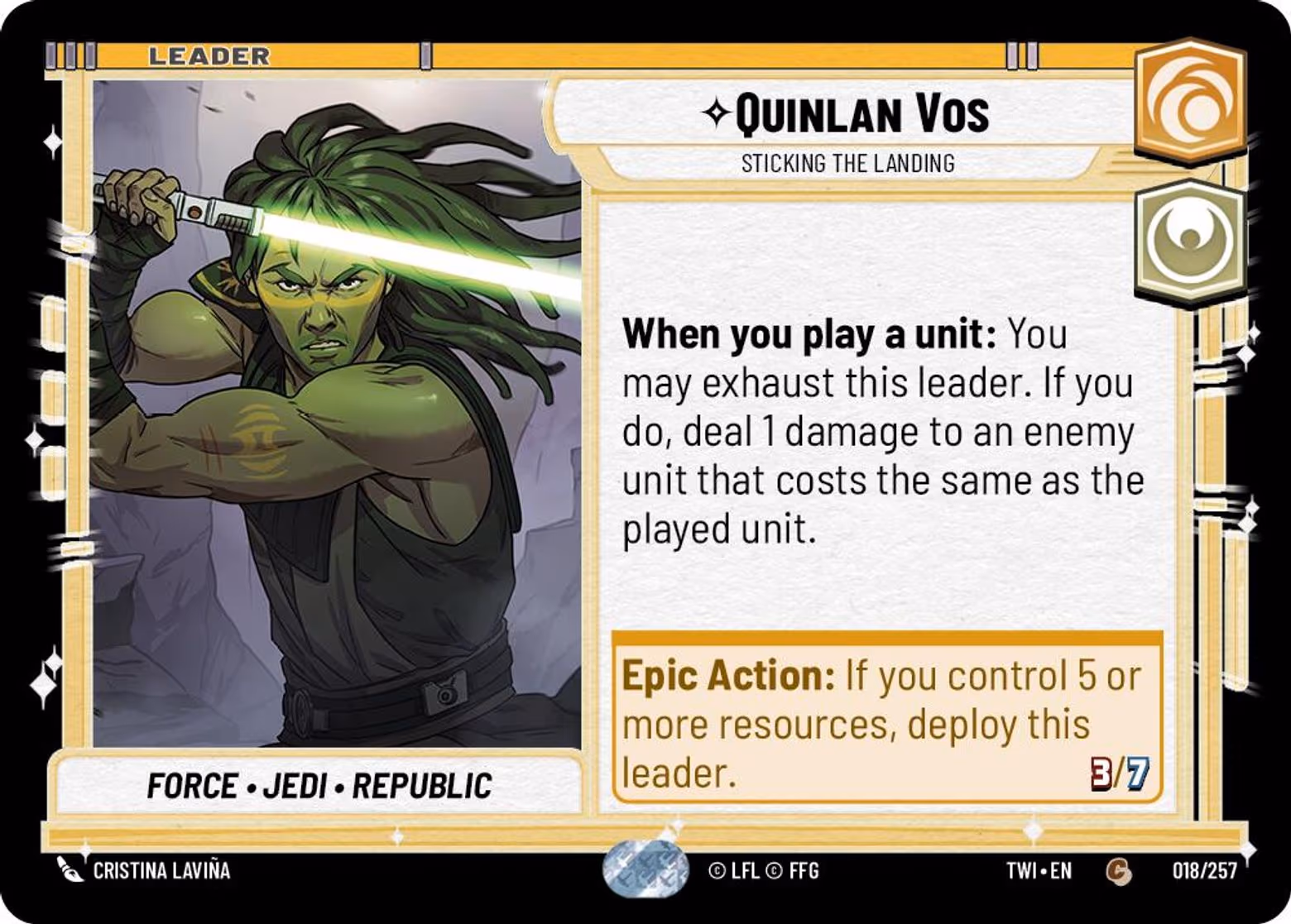 Quinlan Vos - Sticking the Landing TWI-018 Star Wars Unlimited card