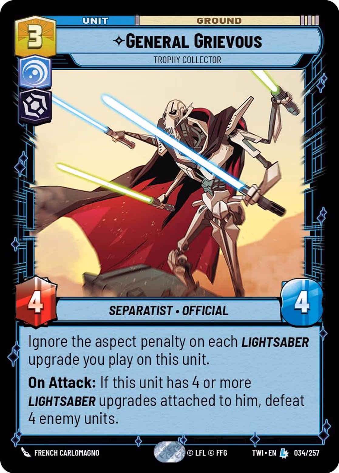 General Grievous - Trophy Collector TWI-034 Star Wars Unlimited card