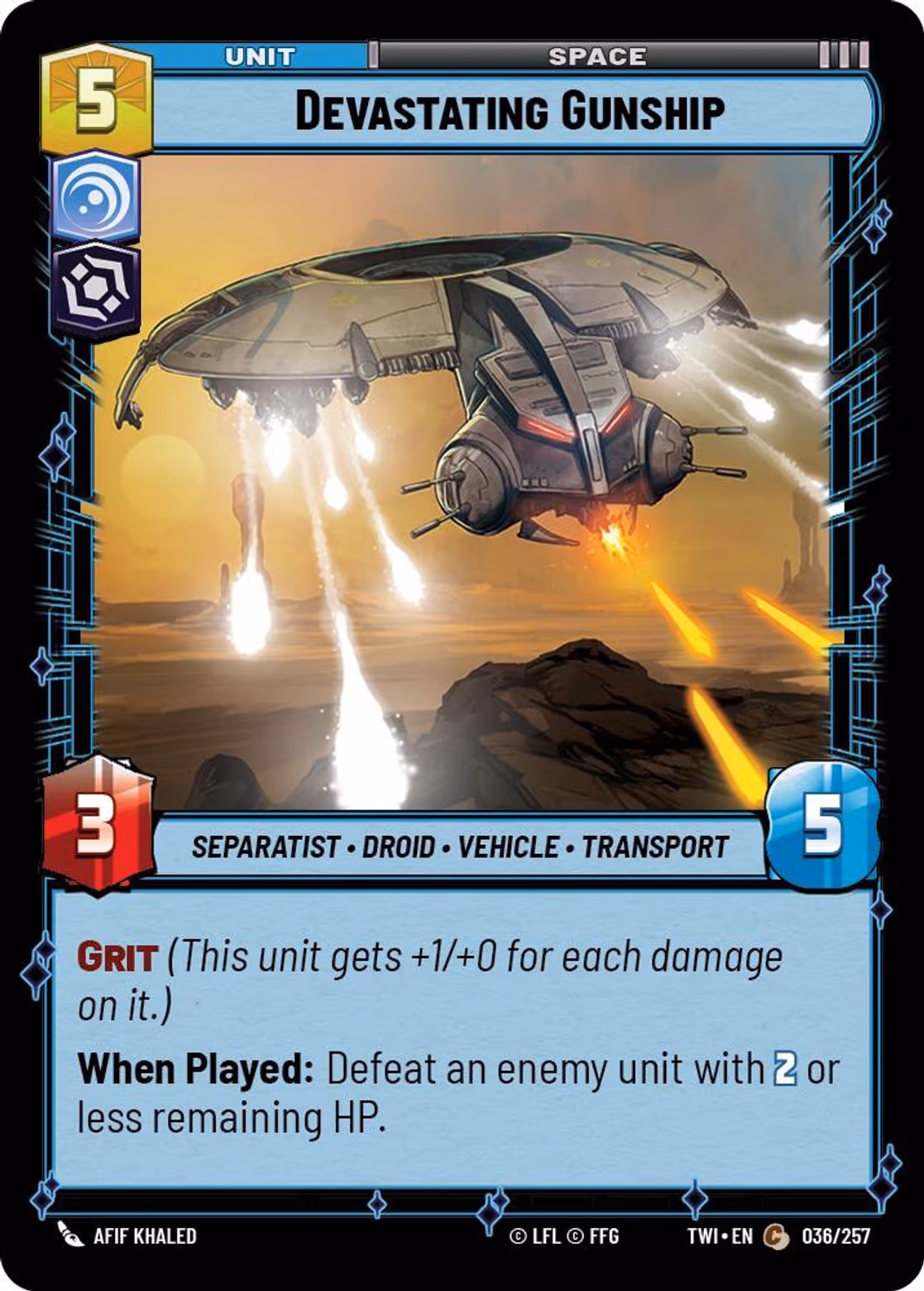 Devastating Gunship TWI-036 Star Wars Unlimited card