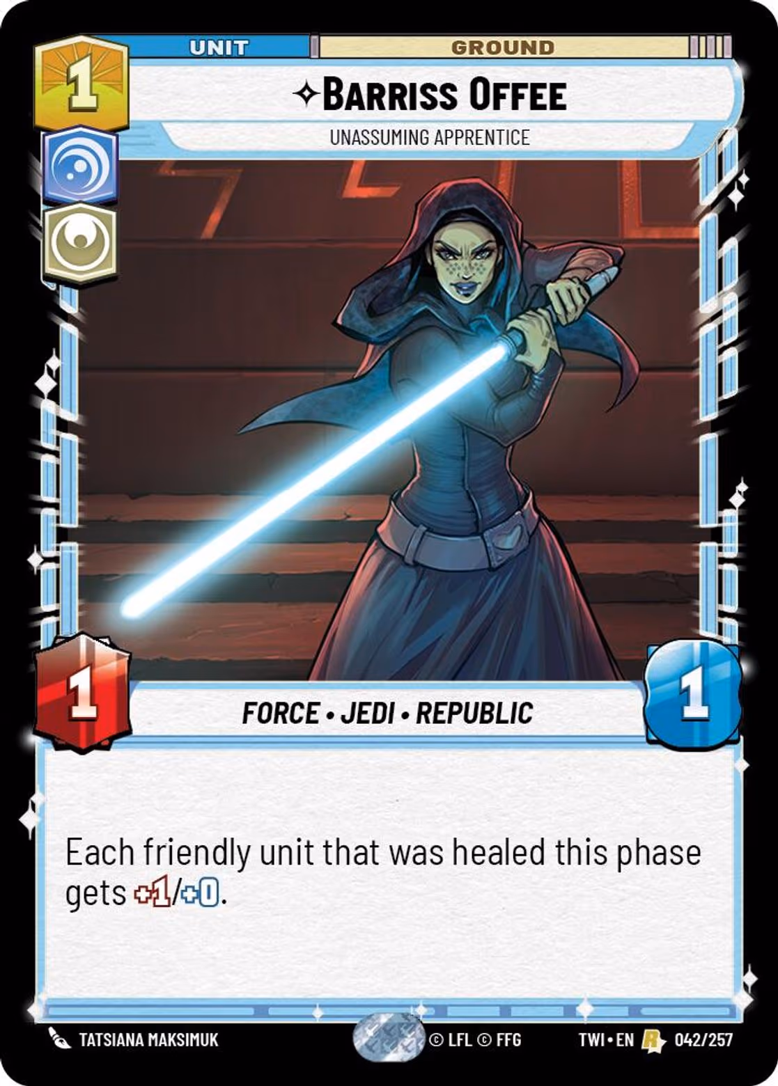 Barriss Offee - Unassuming Apprentice TWI-042 Star Wars Unlimited card