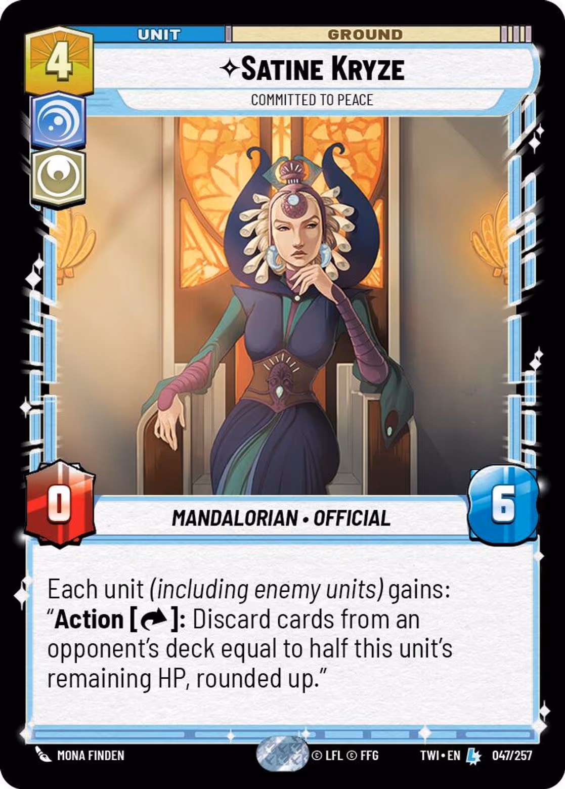 Satine Kryze - Committed to Peace TWI-047 Star Wars Unlimited card
