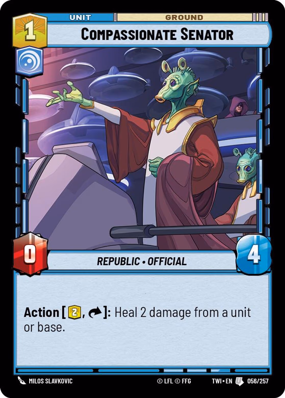 Compassionate Senator TWI-056 Star Wars Unlimited card