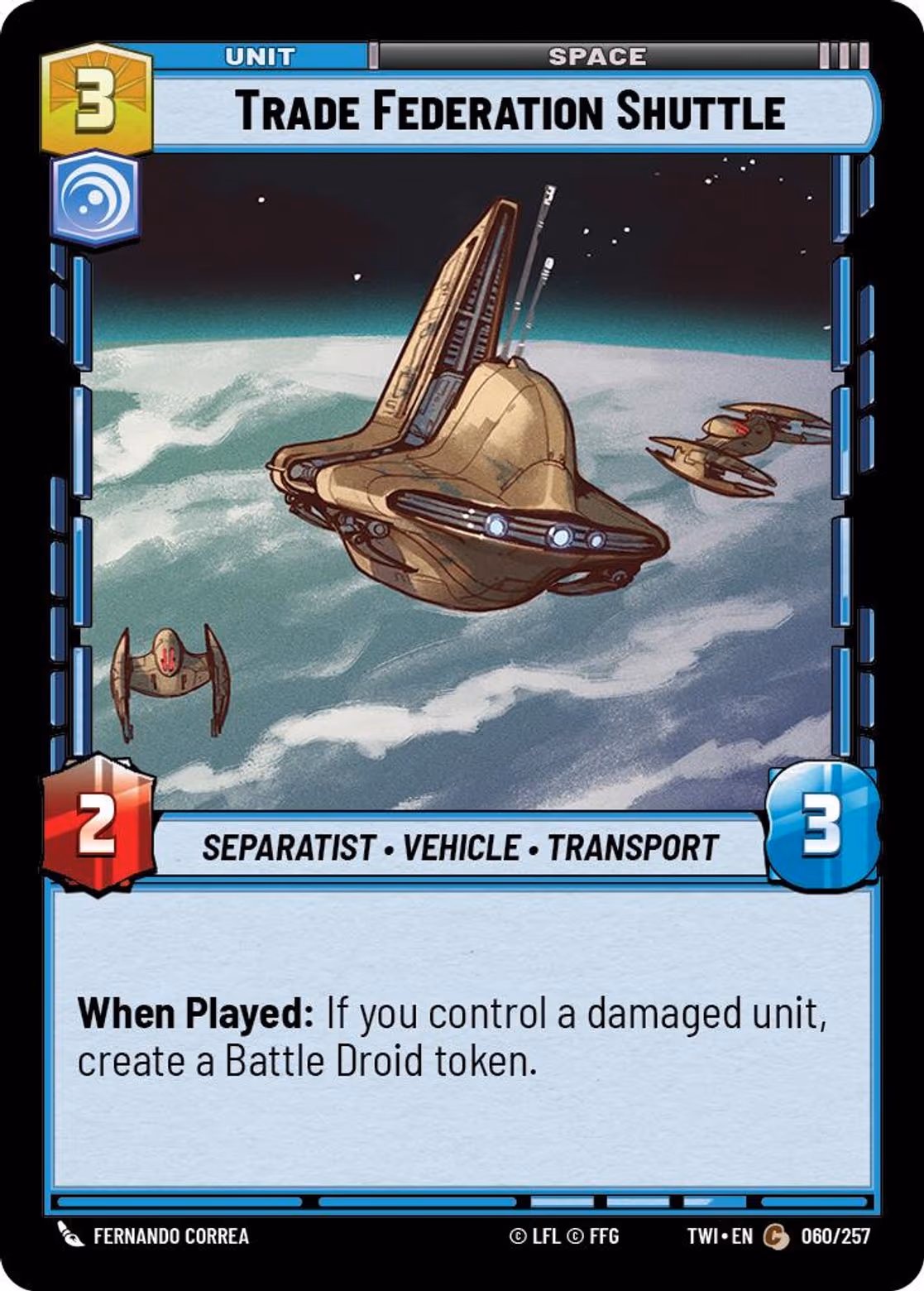 Trade Federation Shuttle TWI-060 Star Wars Unlimited card