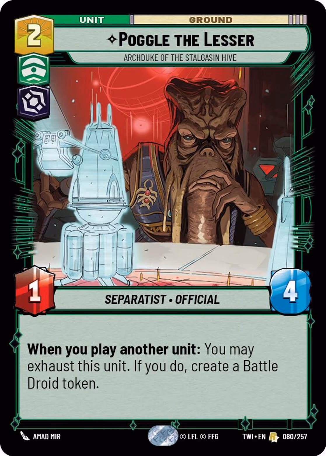 Poggle the Lesser - Archduke of the Stalgasin Hive TWI-080 Star Wars Unlimited card