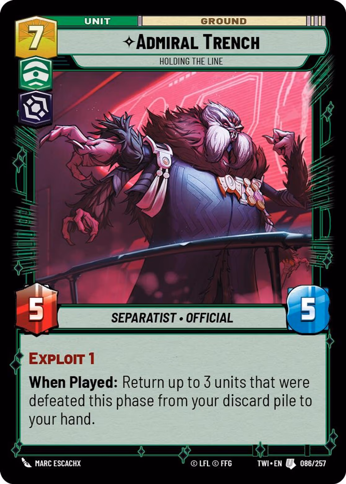 Admiral Trench - Holding the Line TWI-086 Star Wars Unlimited card