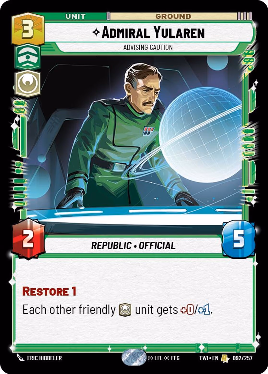Admiral Yularen - Advising Caution TWI-092 Star Wars Unlimited card