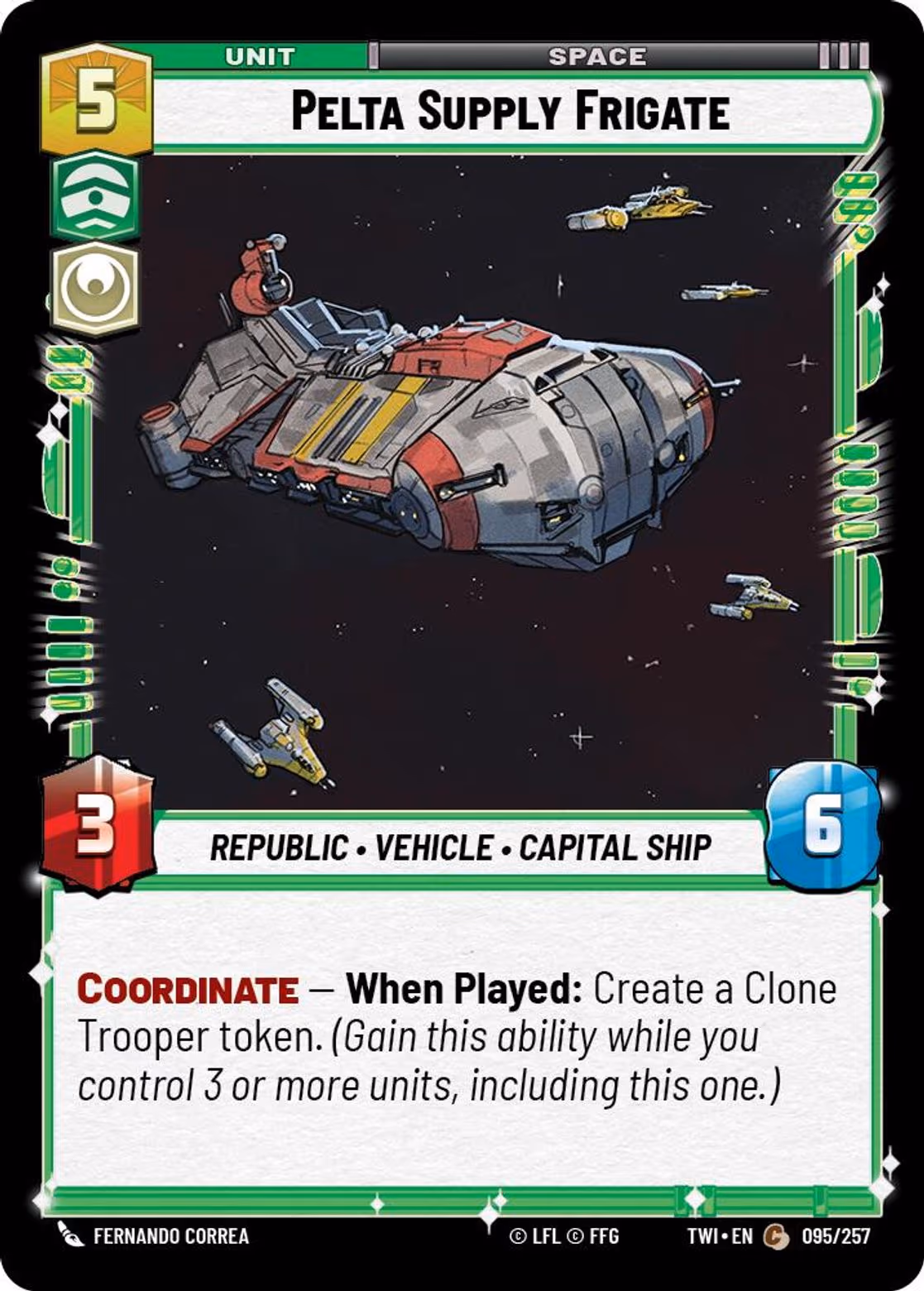 Pelta Supply Frigate TWI-095 Star Wars Unlimited card