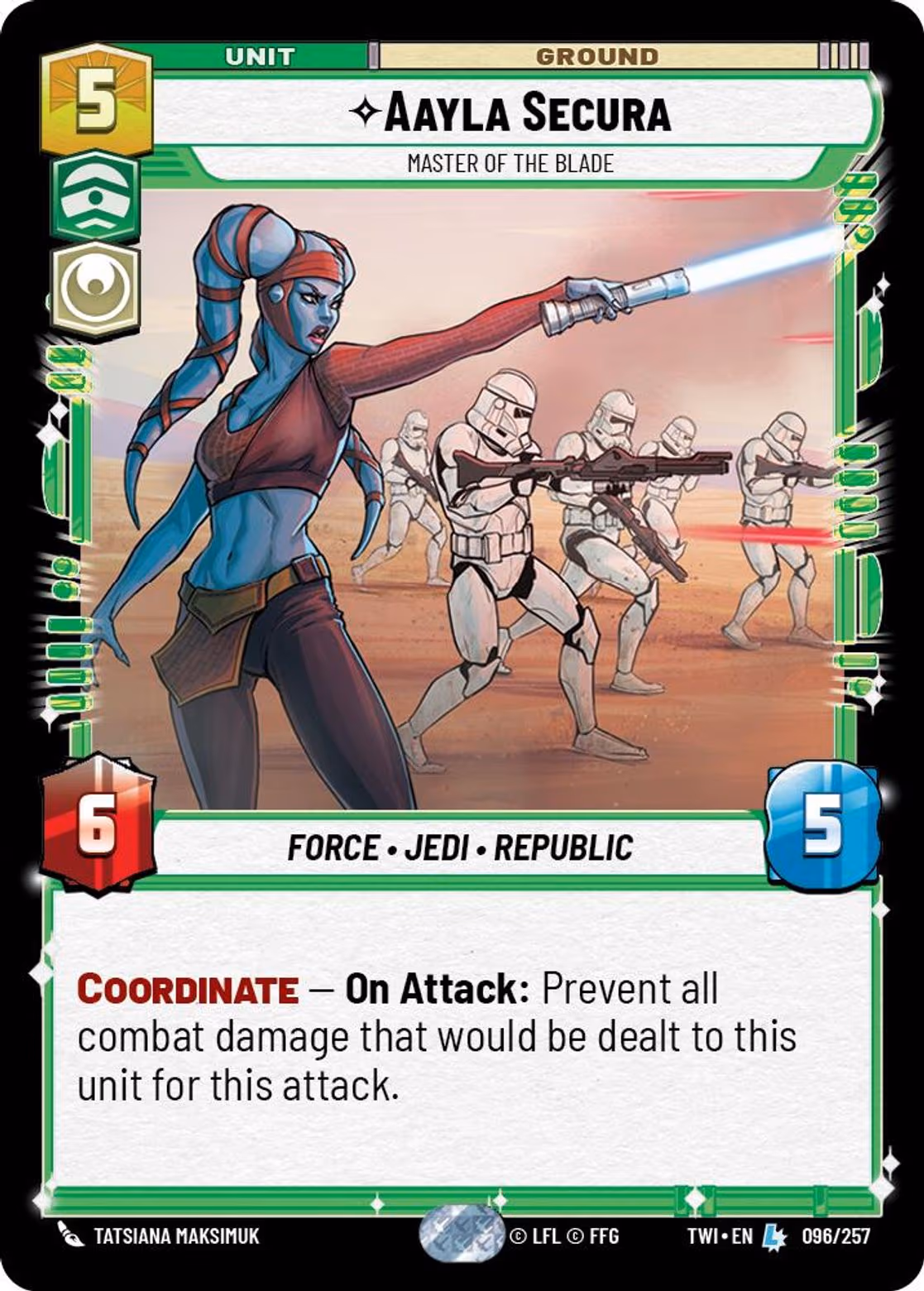 Aayla Secura - Master of the Blade TWI-096 Star Wars Unlimited card